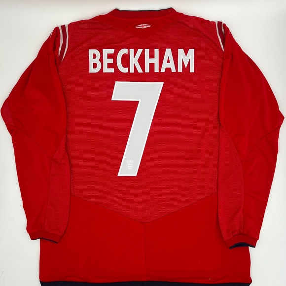 Beckham #7 England 2004/2005 Away ORIGINAL Umbro Long Sleeve Soccer Jersey (L)